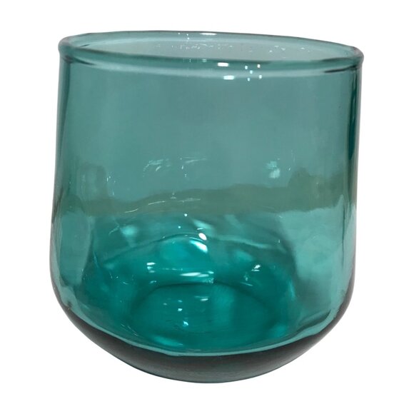 Aqua Glass Tumbler 3” Tall & 3.5" Diameter - Picture 1 of 5